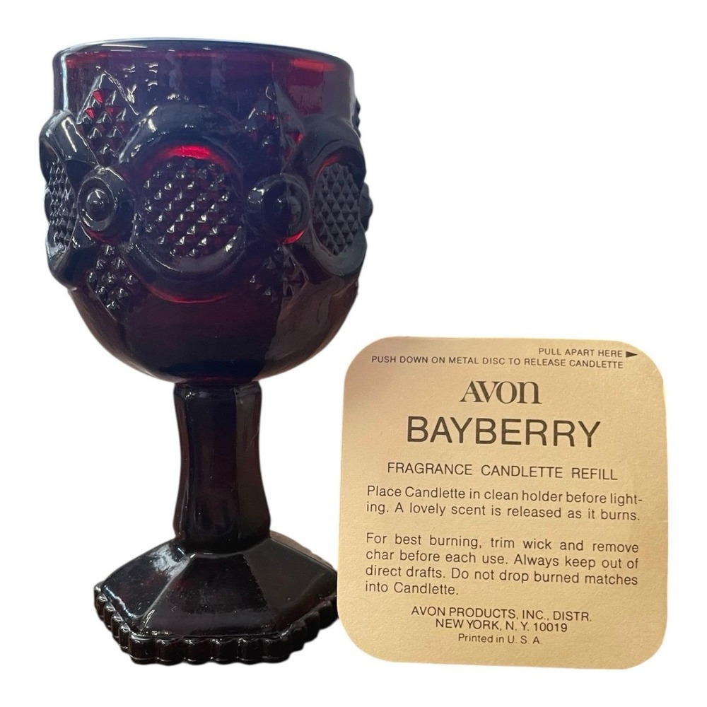 Avon The 1876 Cape Cod Collection Red Glass Wine Goblet Candlette Holder